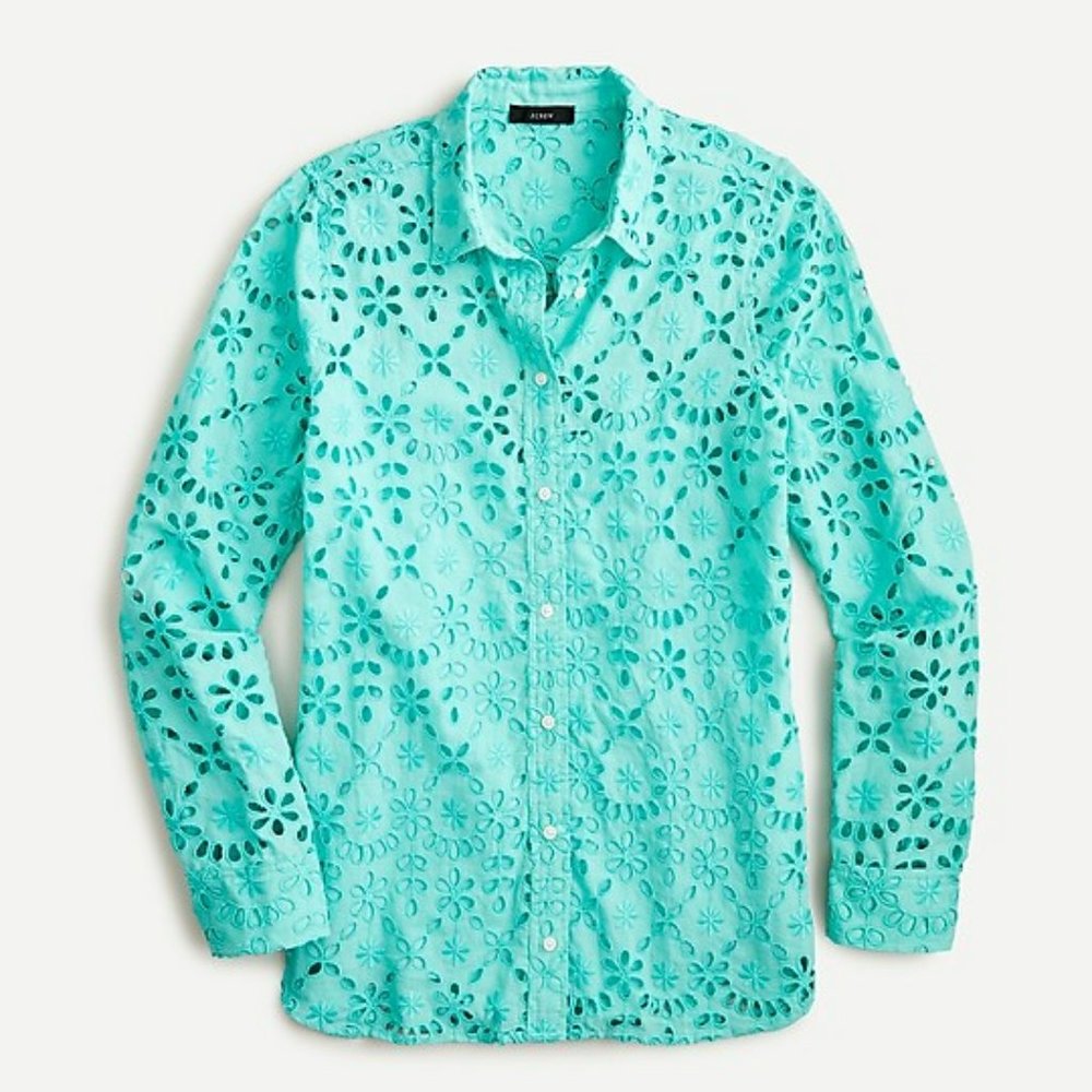 J Crew Button-up Shirt in Embroidered Eyelet